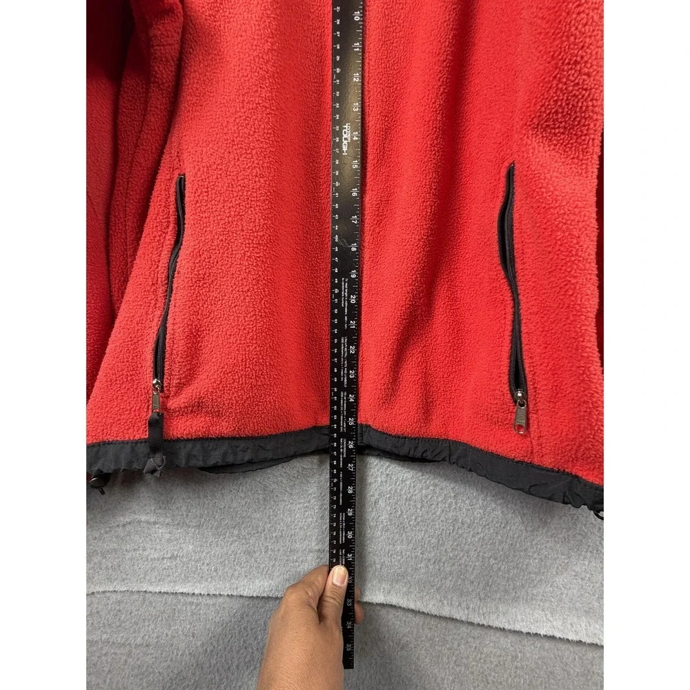 The North Face Jacket Mens Medium Red Black Fleece Full Zip Polartec USA Outdoor